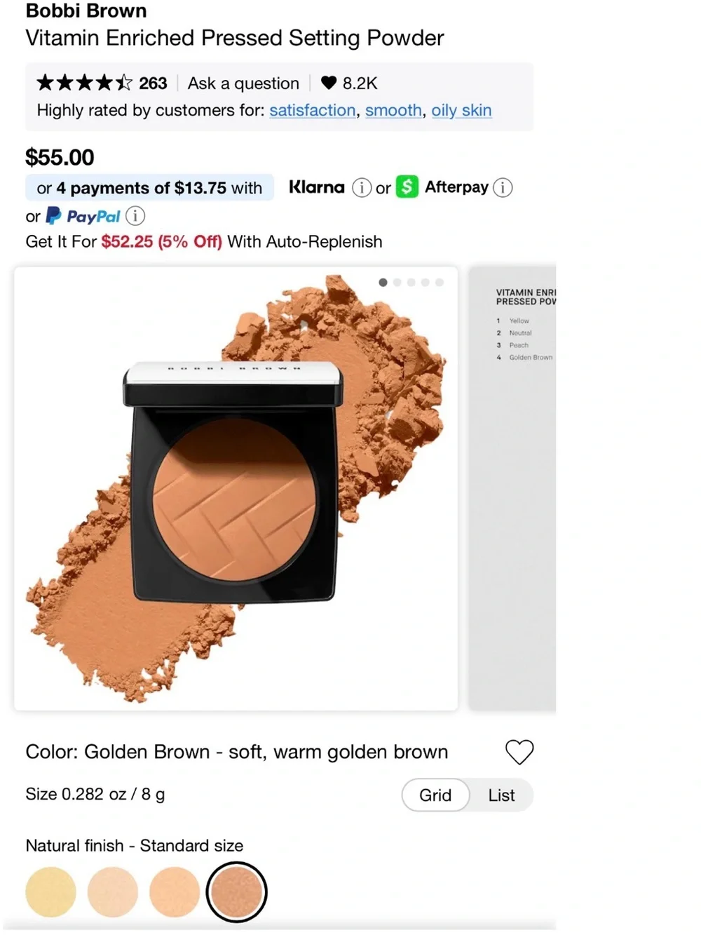 Bobbi brown Vitamin Enriched Pressed Setting Powder golden brown